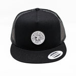CROWDED BARREL LOGO PATCH HAT: BLACK/BLACK