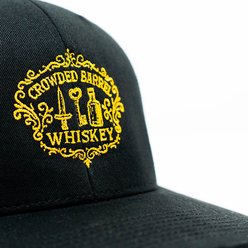 BOTTLE, KEY, DAGGER EMBROIDERED HAT: BLACK