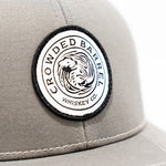 CROWDED BARREL LOGO PATCH HAT: GREY