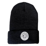 BLACK CROWDED BARREL BEANIE