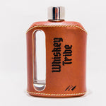 240ml WHISKEY TRIBE LEATHER GLASS FLASK BY RAGPROPER